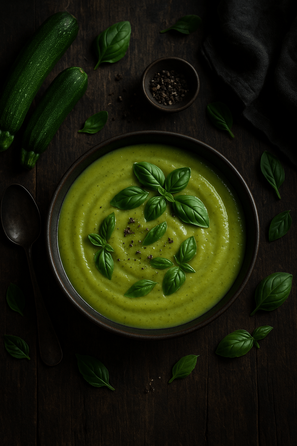 Crema de calabacín y&nbsp;albahaca