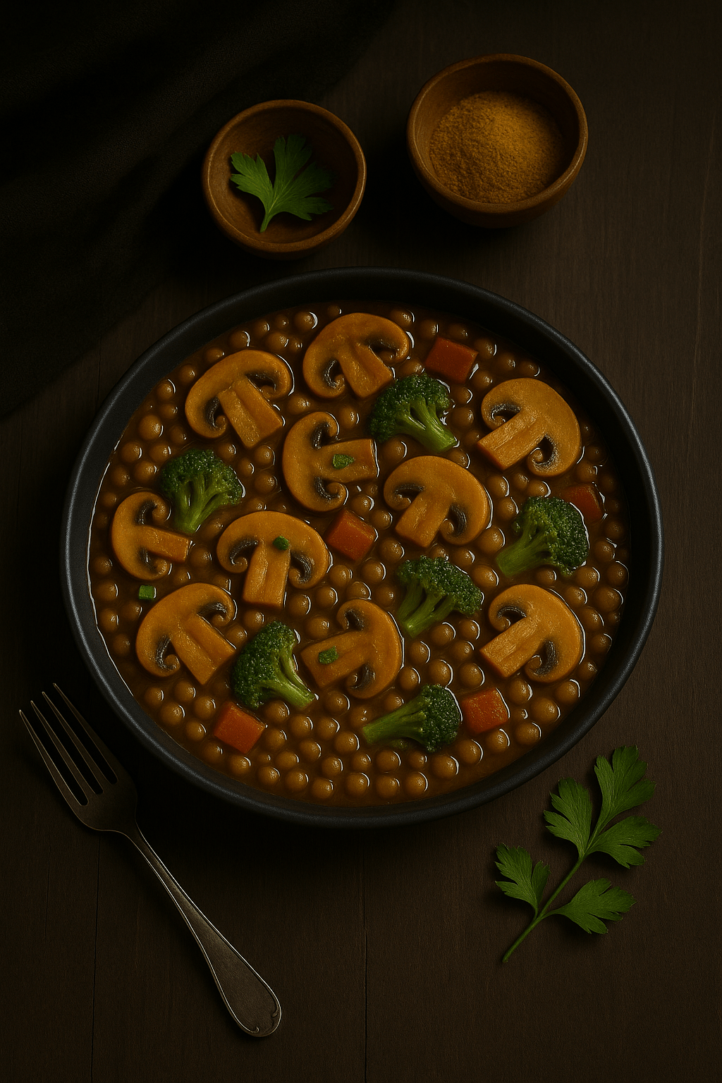 Guiso de champiñones y&nbsp;lentejas