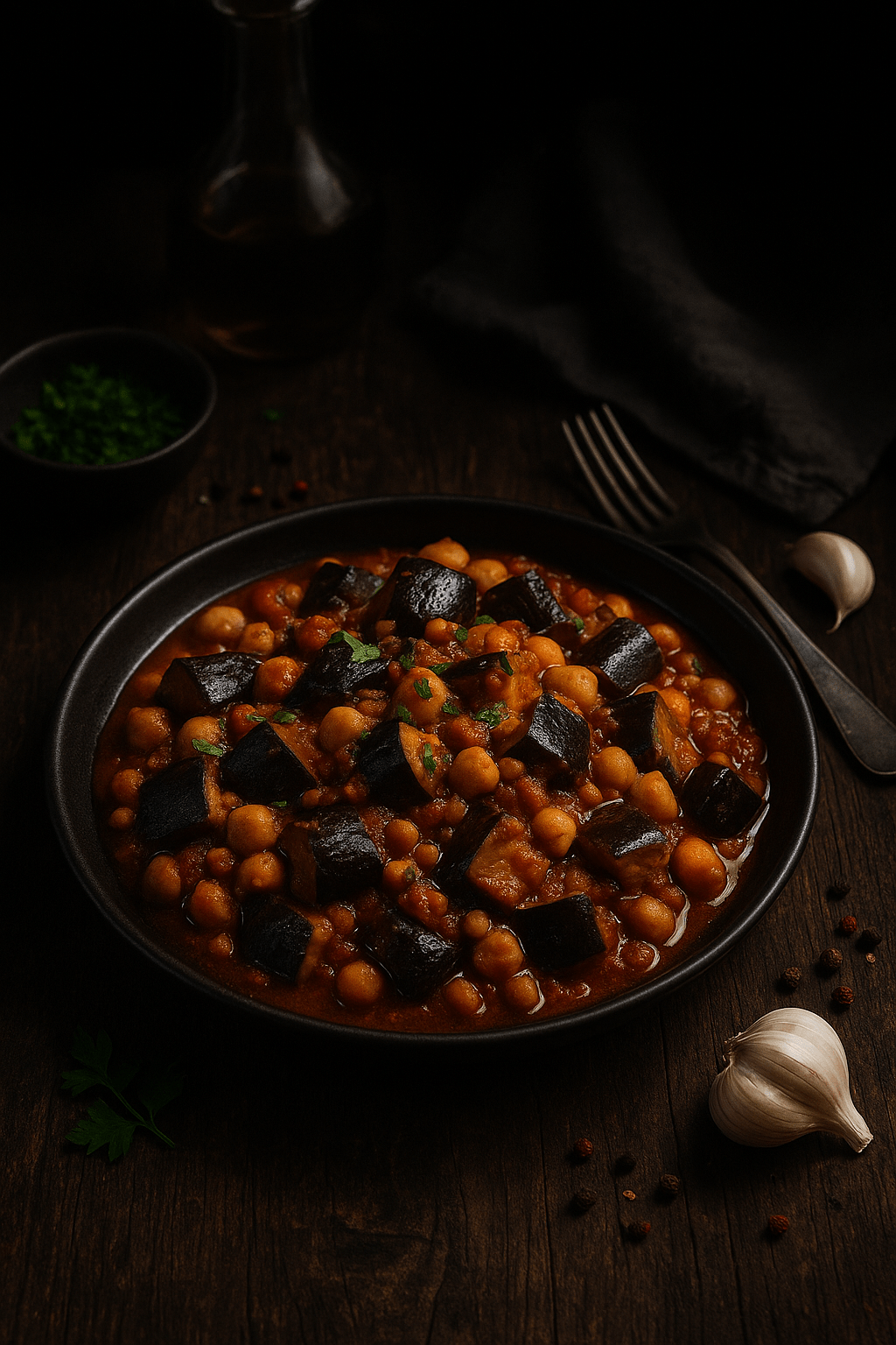 Guiso mediterráneo de berenjena y&nbsp;garbanzos