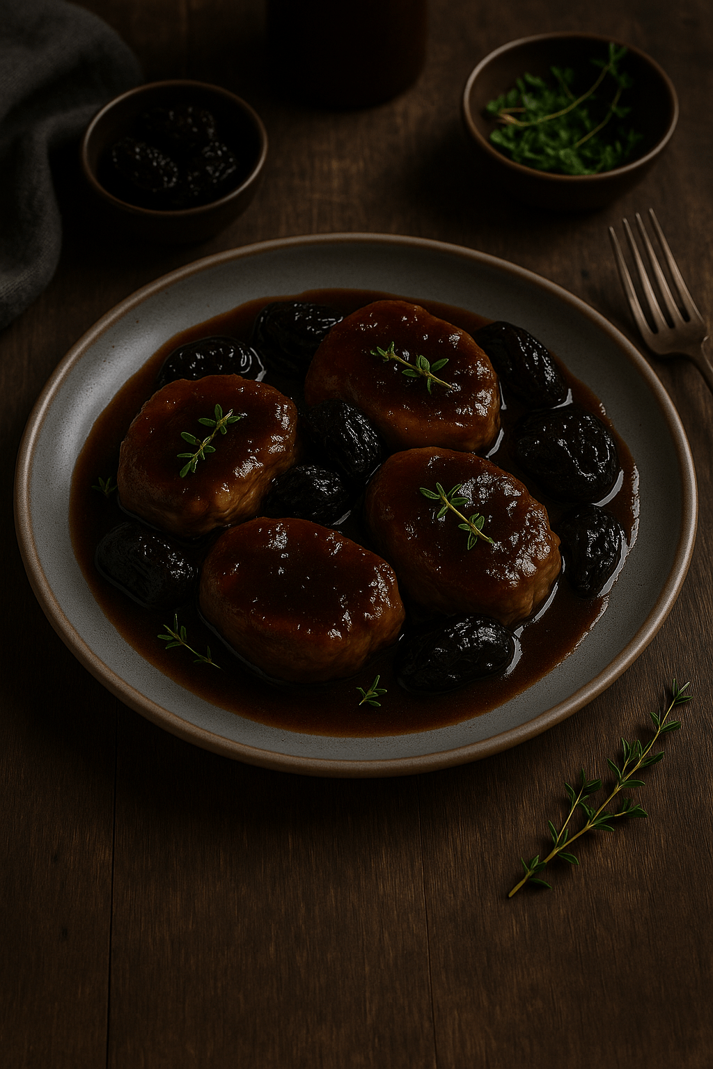 Cerdo con salsa de&nbsp;ciruelas