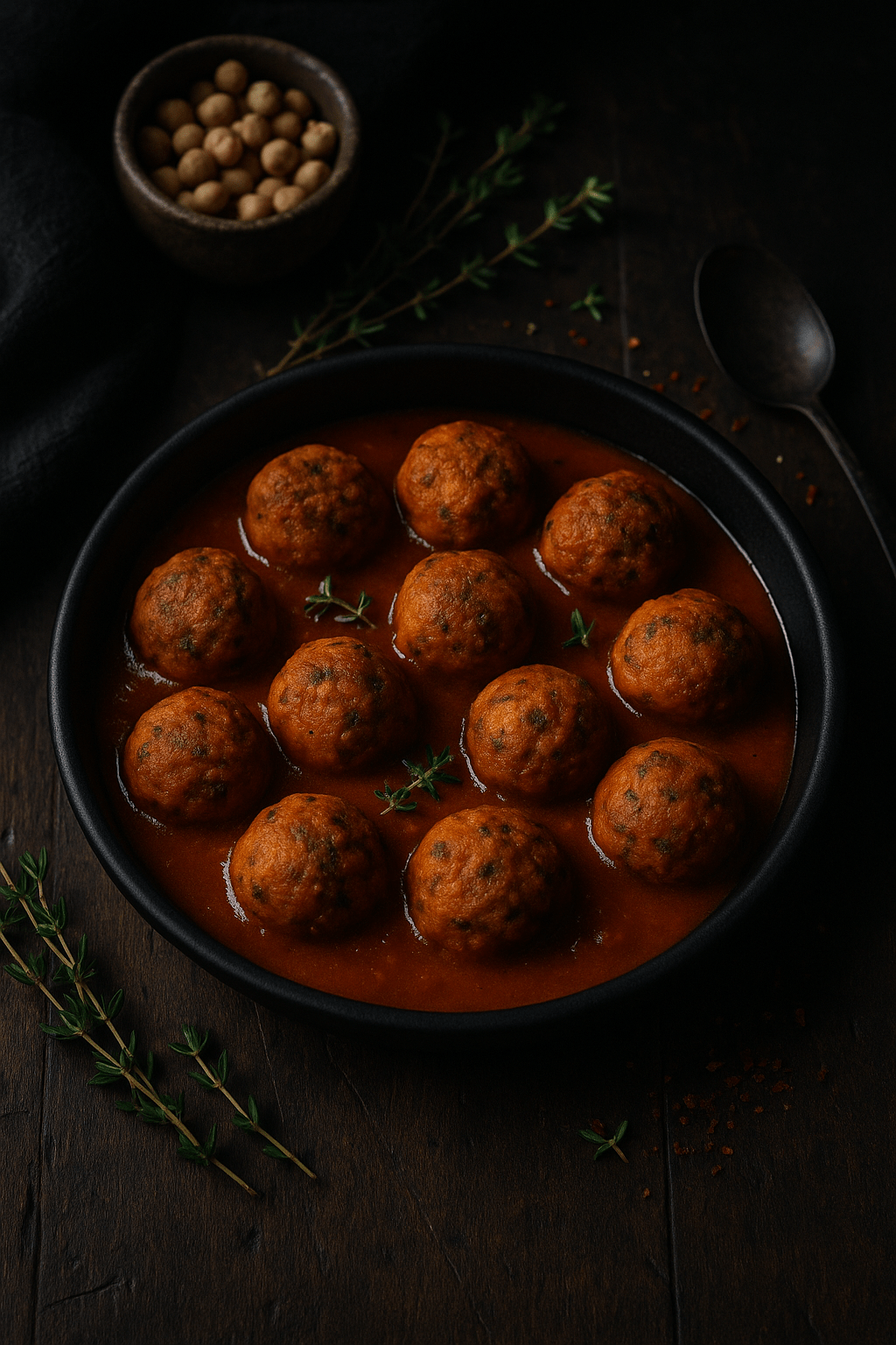 Albóndigas vegetarianas de garbanzo en&nbsp;salsa