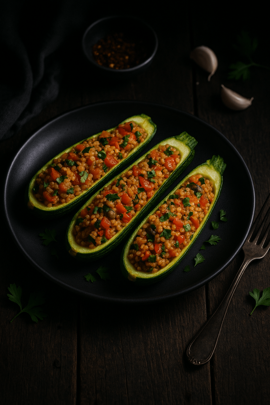 Calabacines rellenos de quinoa y&nbsp;verduras