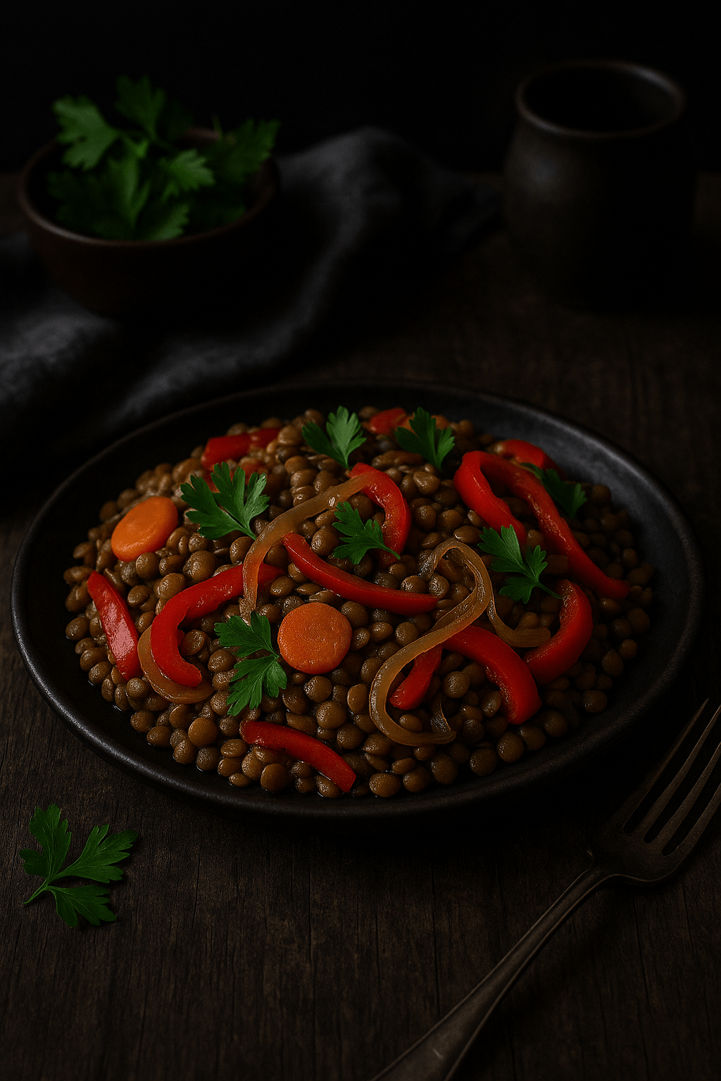 Ensalada tibia de&nbsp;lentejas