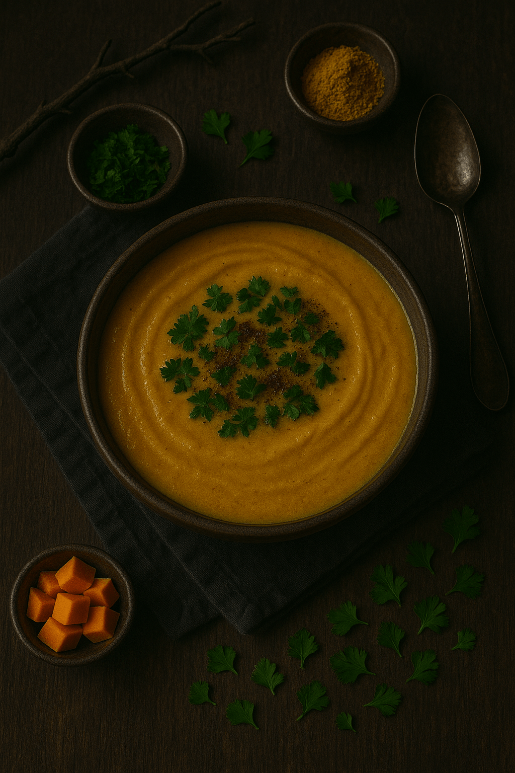 Crema de batata y curry&nbsp;suave