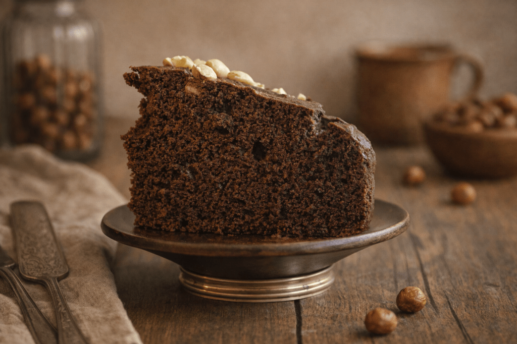 Bizcocho de chocolate negro con avellanas sin&nbsp;gluten