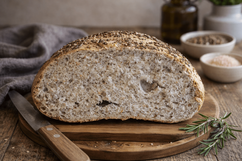 Pan rústico de trigo sarraceno con semillas tostadas sin&nbsp;gluten