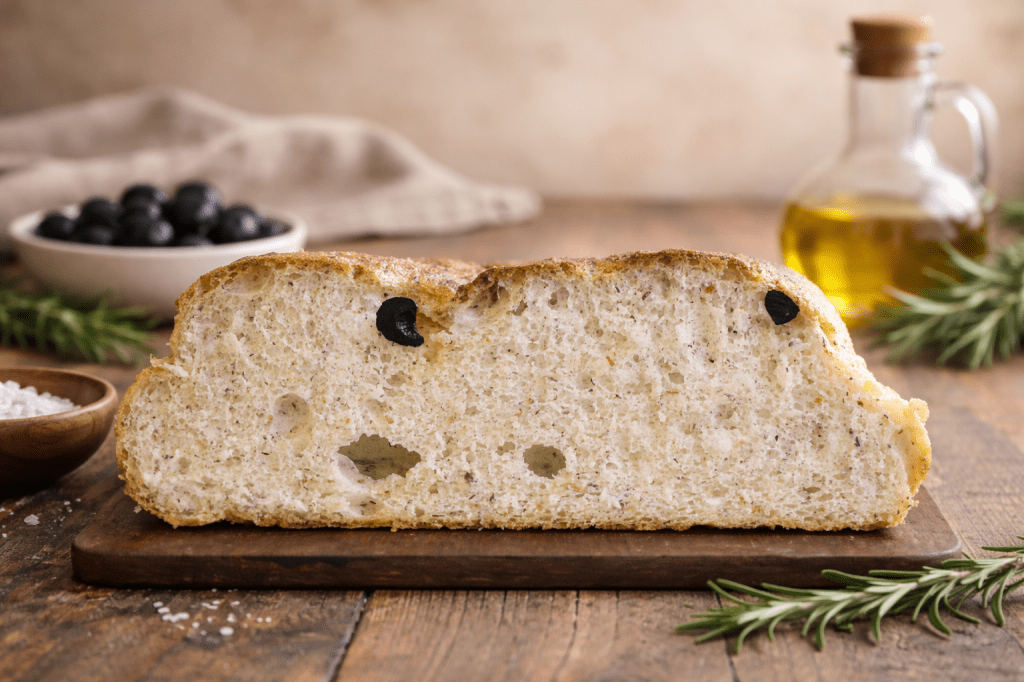 Focaccia siciliana con aceitunas negras y&nbsp;romero